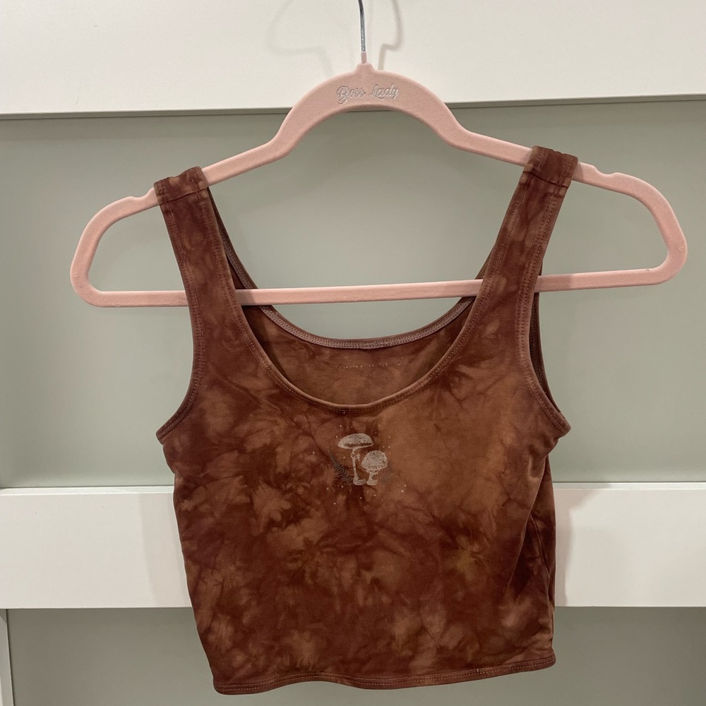Purusha People Brown Tie-Dye Crop Top / bra mushroom design